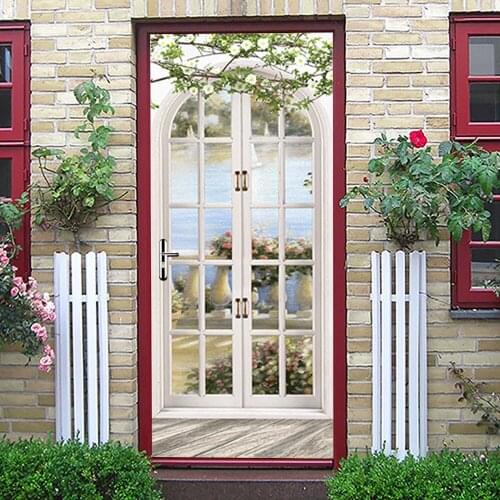 PVC Wallpaper 3D Door Sticker Natural Sea View Poster Kitchen Bedroom Home Design Decor Mural Self Stick DIY Renovation Decals