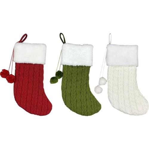 Christmas Stocking Large Xmas Stocking Non-woven Fabric Wool Short Floss Knitted Stocking for Christmas Decoration and Family