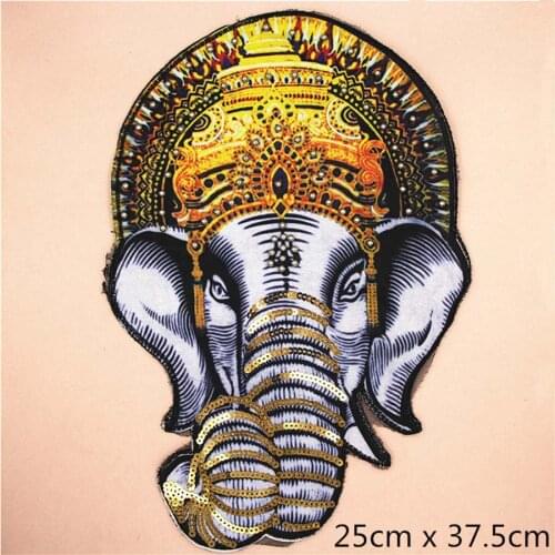 Lucky Gold Elephant Sequins Patches Embroidered Appliques DIY Apparel Accessories Patch Clothing Accessories Fabric Badge BU104