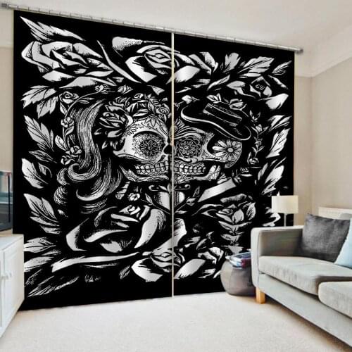 Morden white and black curtains Bedroom living room windproof thickening blackout fabric