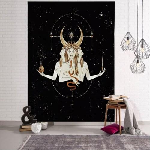 Tarot Card Divination Wall Tapestry Art Deco Blanket Curtain Hanging in Bedroom Living Room Decoration Mysterious Boho Style