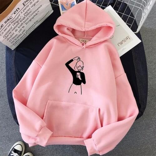Warm Coat Sweatshirt Tops New Korean Preppy Style Women Pattern Print Hoodies Streetwear Pullovers Casual Loose Thick Hoody