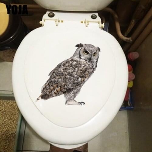 YOJA 23.6×23.5CM Smart Great Horned Owl Animal Home Wall Stickers Mural Funny Toilet WC Decor T1-3232