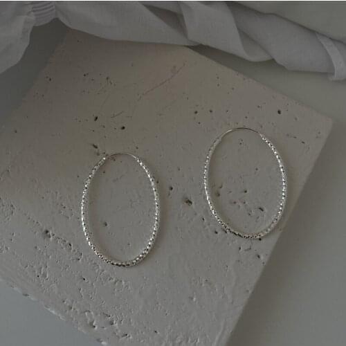 925 Sterling Silver Earring Fashion Geometric Oval Sector Heart-shaped Big Earring Temperament Exaggeration Woman Girl Ear Jewel