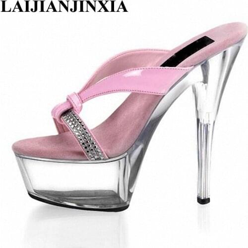 LAIJIANJINXIA Women 15cm High-Heeled Shoes Platform Shoes Nightclub Dancing Shoes High Heels Plus Size Sandals Dance Shoes