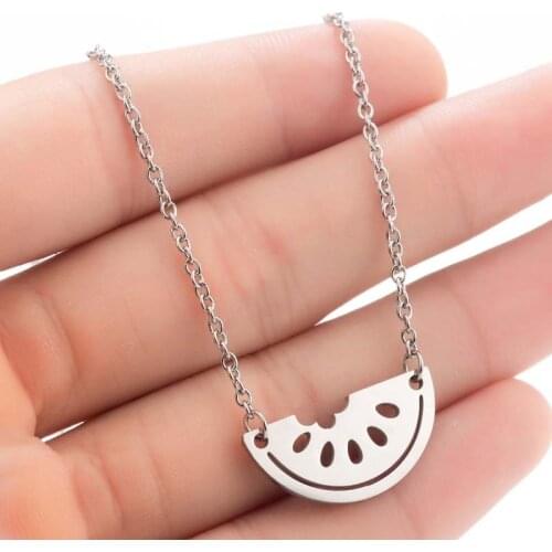 Wholesale Stainless Steel Necklace For Women Lovers Gold And Silver Color Watermelon Pendant Necklace Engagement Jewelry