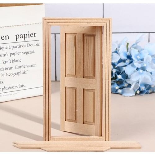 1/12 Dollhouse Miniature Wood External Single Door Unpainted DIY Accessories