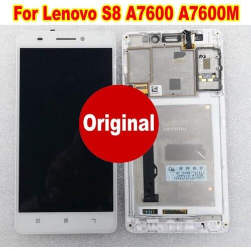 100% Original LCD Display Touch Screen Digitizer Assembly with Frame For Lenovo S8 A7600 A7600M Glass Sensor Smartphone Parts