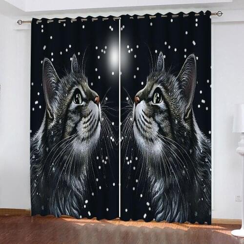 3D Curtain Custom Piercing Animals In The Night Blackout Shade Window Curtains Curtains For Children Room Decor