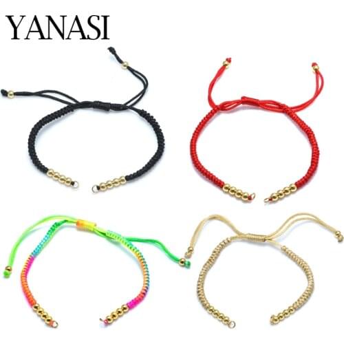 4 Pieces Red Black Woven Rope String Adjustable Chain for Bracelet Making Diy Handmade Gold Copper Beads Connectors Jewelry