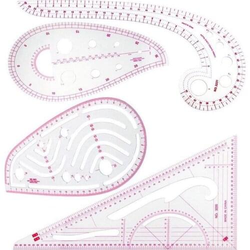 4Pcs Plastic DIY Sewing Ruler French Curve Measuring Template 4 Specifications Scale Ruler Tailor Drawing Painting Craft Tool
