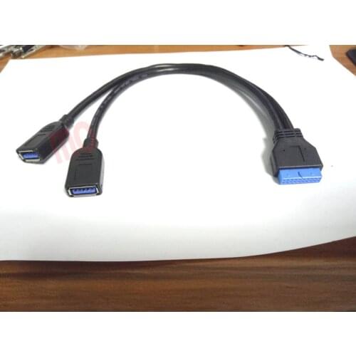 400pcs 2 Ports USB 3.0 Type-A to 20Pin Motherboard Female Y Cable Adapter connectors New