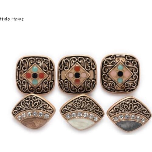 5pcs Palace Style Drop oil Metal Shank Buttons Sewing Scrapbooking Clothing Replace Handmade Crafts Accessories Decor 23mm