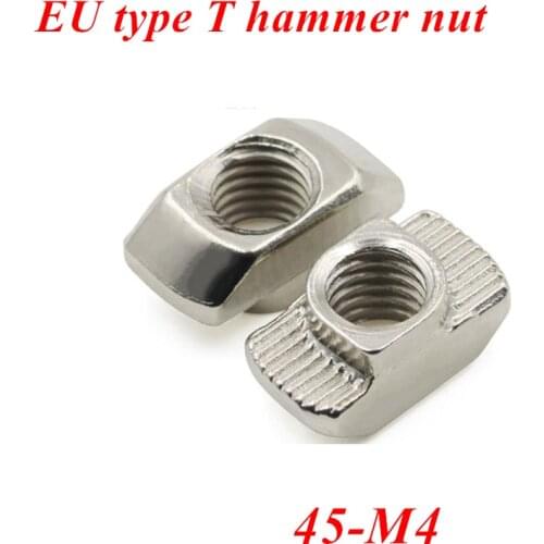 50pcs 45-M4 Slot t nut m4 t sliding hammer head fasten nut for 4545 aluminum connector profile EU standard