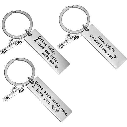 Drive Safe Gifts for Dad Couples Boyfriend Metal Key Chain Family Key Ring