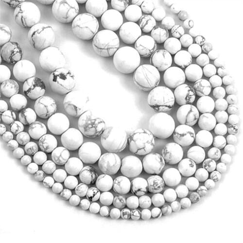 4/6/8/10/12mm Natural White Howlite Turquoises Stone Beads Round Loose Beads Semiprecious For Bracelet Jewellery Making 15