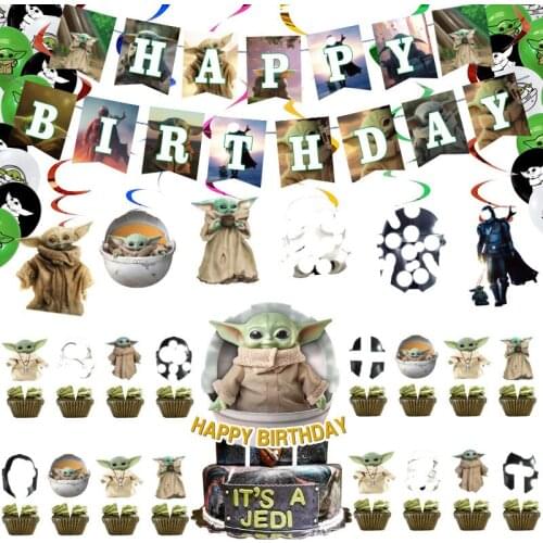 Disney Star Cartoon Children Yoda Baby Theme Birthday DIY Party Supplies Celebration Toy Party Disposable PartyTableware