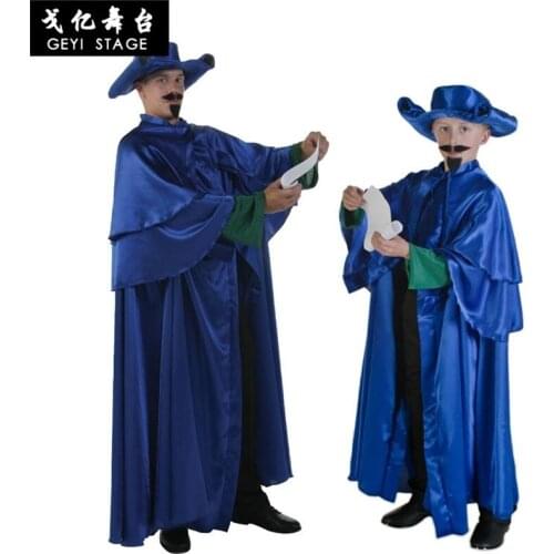 Adult long blue witch halloween cape and cloak halloween robes cosplay the assistant coroner for the kid