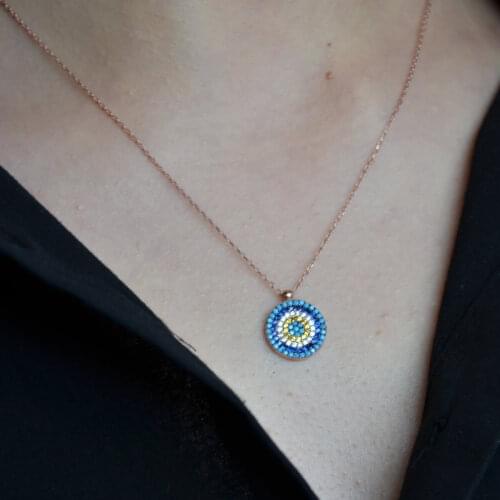 Doğal Taş Nazer Bocuğu Kolye Rose