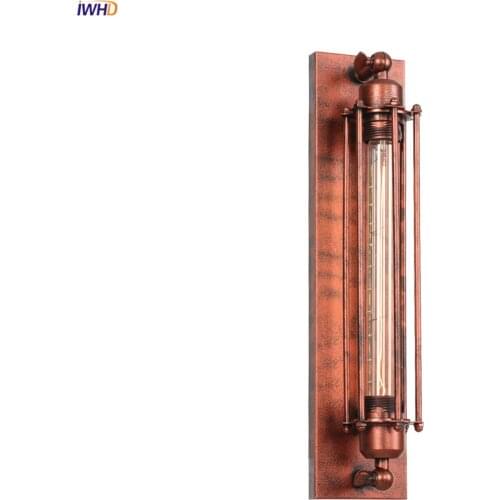 IWHD Loft Decor Industrial Wall Light Fixtures Bar Porch Stair Mirror Rust American Country Vintage Wall Lamp Sconce LED Edison