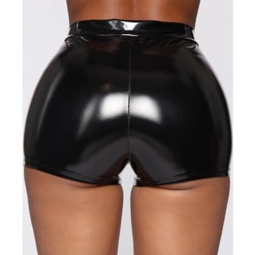 Summer Women Shorts Button Design Skin-friendly High Elasticity Summer Faux Leather Shorts Summer Faux Leather Shorts Women