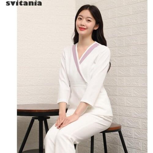 Skin Manager Work Clothes, Health Care Professional Foot Bath Clothing Hairdresser Uniforme Massagista Spa Uniform Set