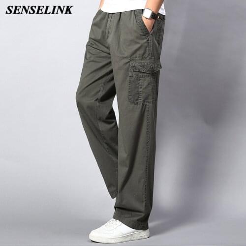 Men Summer Army Green Wide Leg Pants 2021 Casual Loose Sweatpants Outdoor Travel Straight Pants Plus Size M-5Xl Cargo Pants Men