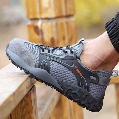 2020 New Breathable Mesh Safety Work Shoes Men Light Sneaker Indestructible Steel Soft Toe Anti-piercing Work Boots Anti-skid