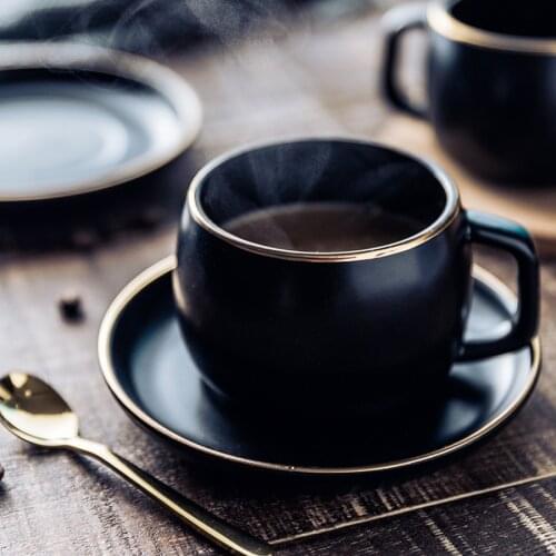European style coffee cup and saucer set matte black coffee set milk tea cup Phnom Penh afternoon tea tea set cup