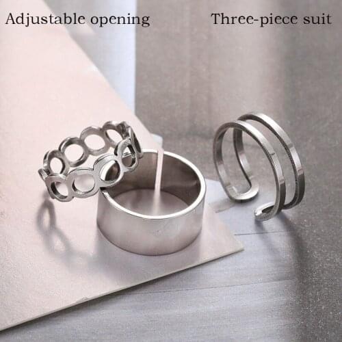 Titanium steel ring set open ring stainless steel couple retro Europe, America, Japan and South Korea simple ins fashion