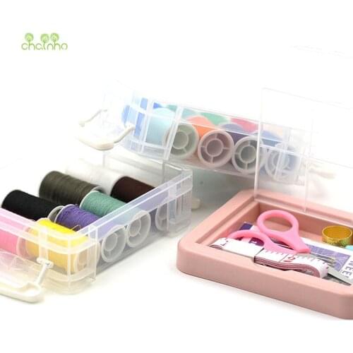 Chainho,Plastic Box Mixed Sewing Tool Set For Handmade,Multi-Function Sewing Kits Box/Scissors,Threads,Needle,Sewing Accessories