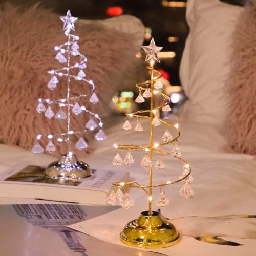 New Christmas Tree Night Lamp Crystal Table Lamps Battery Powered Living Room Bedroom Lamp Home Art Deco Bedside Lamp Home Decor