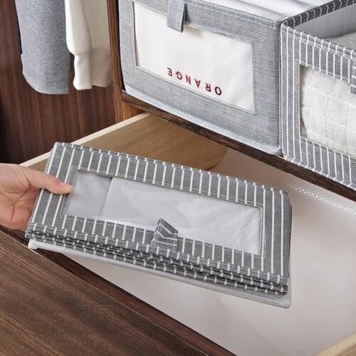 2021 New Washable Cotton Linen Fabric Folding CD Storage Box Foldable Bins Toys Organizer Storage Basket Laundry Basket