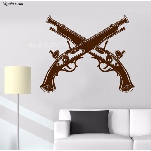 Guns Army Weapon Wall Sticker Kids Room Bedroom Military Pistol Wall Decal Living Room Vinyl Removable Home Decor Art Mural GU24