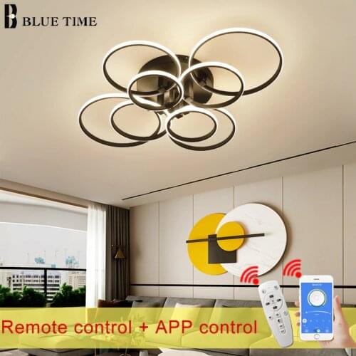 Circle Rings Modern Led Chandelier For Living room Bedroom Dinning room Black&White Surface Mount Ceiling Chandelier Lighting