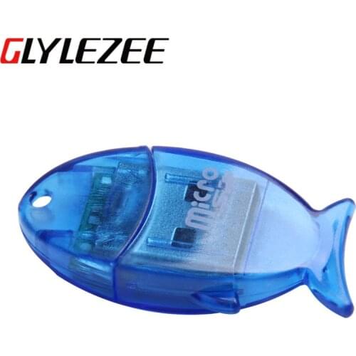 Glylezee Transparent Card Reader Little Fish Shape Micro SD T-Flash Memory Card Reader Up to 64GB