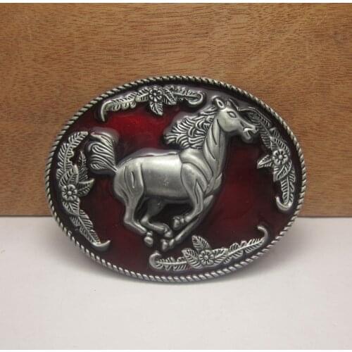 BuckleClub wholesale retro western running horse cowboy jeans gift belt buckle for men FP-02384 pewter finish 4cm width loop