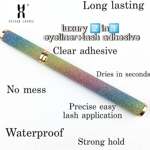 Rainbow gradient luxury eyeliner and lash adhesive 2-in-1 black 1pc for eyes makeup cosmetic tools good quality wholesale vendor