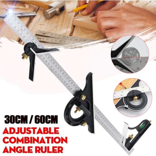 30/60cm Adjustable Engineers Multifunctional Combination Angle Ruler Set Square Right Stainless Steel Protractor Measuring Tool