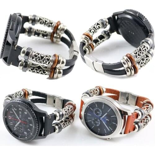 NewGenuine Leather Band Strap For Samsung Gear S3 Frontier Classic Galaxy Watch 46mm Replacement Vintage Bracelet 22mm Watchband