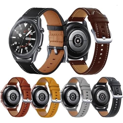 Leather Watch Band Strap for Samsung Galaxy Watch 3 45mm / Gear S3 / 46mm Watchband 22mm Sport Bracelet Replacement Wristband