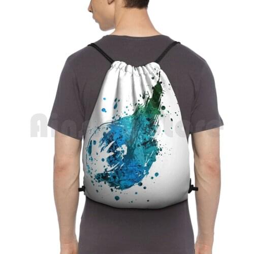 Final Fantasy ( Lite ) Splatter Backpack Drawstring Bag Riding Climbing Gym Bag Final Fantasy Splatter Blue Meteor Meteorite