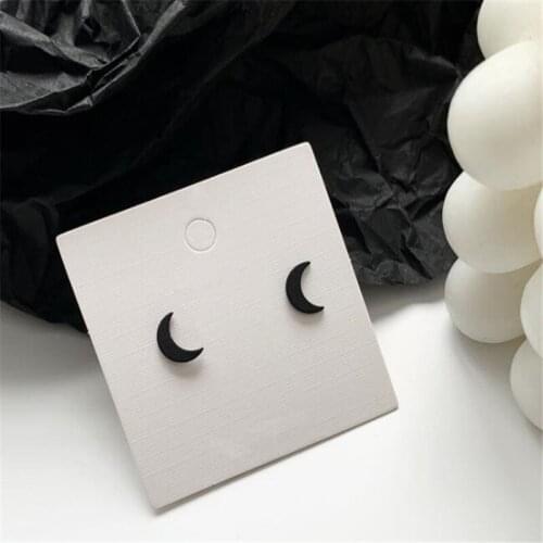 Retro Mini Punk Girl Moon Stud Earrings Black And White Color Resin Earrings Womens Ear Jewelry Accessories