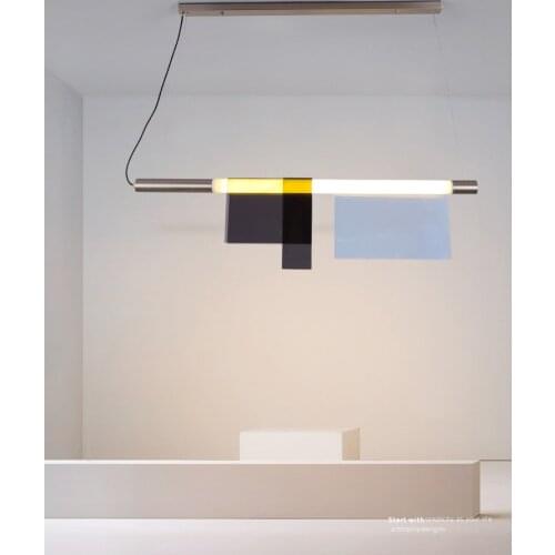 Nordic minimalist dining room chandelier creative long pole LED lamp designer atmosphere modern bar office