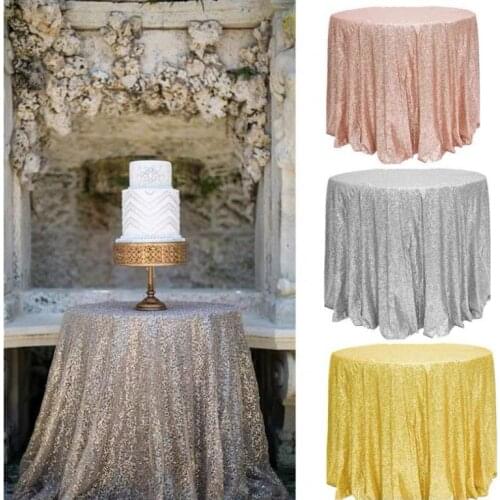 1Pcs Sequin Rose Gold/Silver/Champagne Table Cloth Glitter Round&Rectangle Tablecloth For Wedding Birthday Party Home Decoration