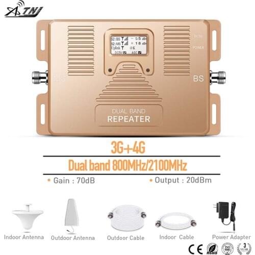 3G 4G Dual Band 800/2100MHz Mobile Signal Booster Phone Signal Repeater for home,office use with large area Signal Amplifier