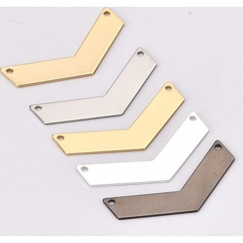 Smooth direction arrow V-shaped double-hole necklace pendant pendant DIY handmade jewelry accessories