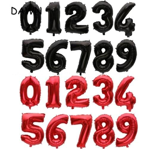 1PC 32inch Large Helium Digital Red Black Number Balloons Kid toys Wedding Birthday Party Decoration Celebration Foil Balloon