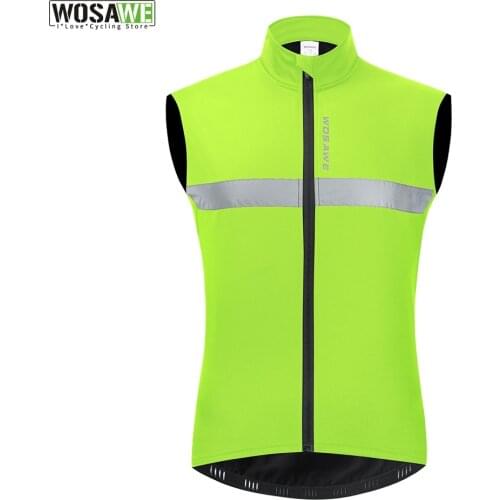 WOSAWE Winter Fleece Cycling Thermal Vest Water Repellent Jacket Mountain Bike Reflective Sleeveless Vest Warm Cycling Clothing