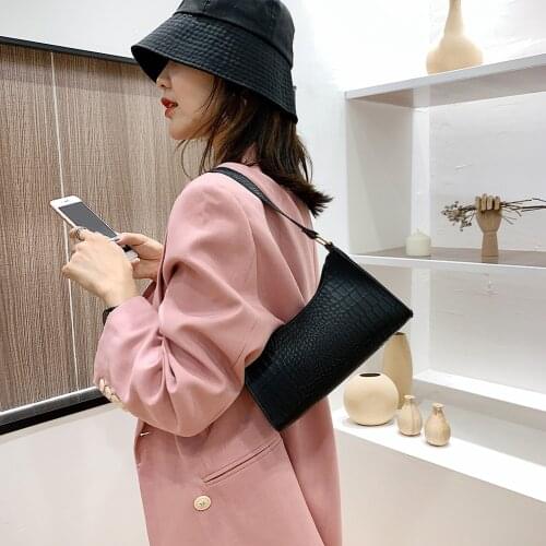 Fashion Alligator Pattern Women Handbag PU Leather Portable Business Small Underarm Shoulder Bags Female Casual Street Totes